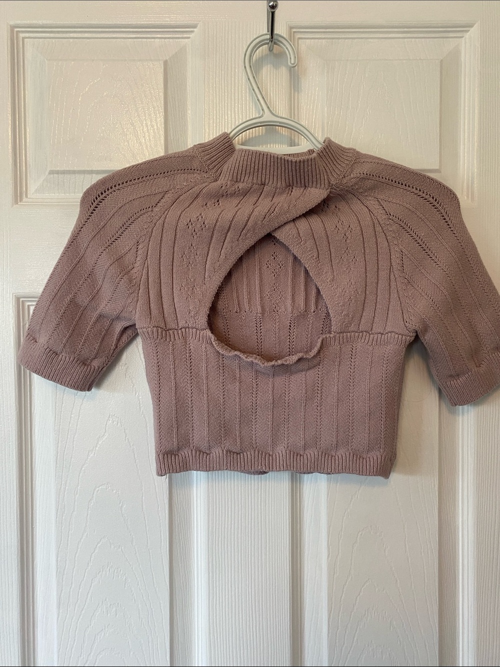 Free People Cropped Knit Crewneck Sweater in Mauve - Picture 2 of 3